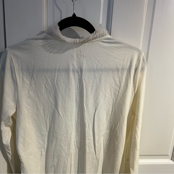 NWT Ann Taylor long-sleeved cotton and modal tee with tulle around collar - Picture 3 of 4